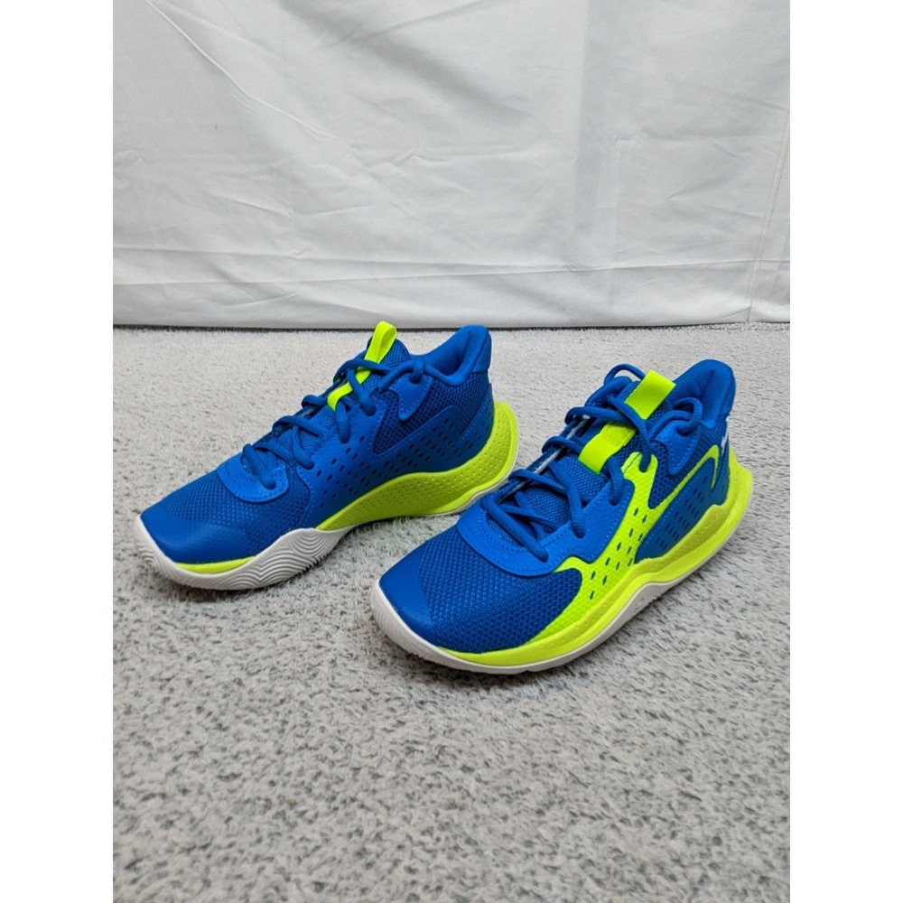 New Under Armor UA GS JET '23 Sneakers Blue & Chartruse Unisex‎ Size 5Y NIB